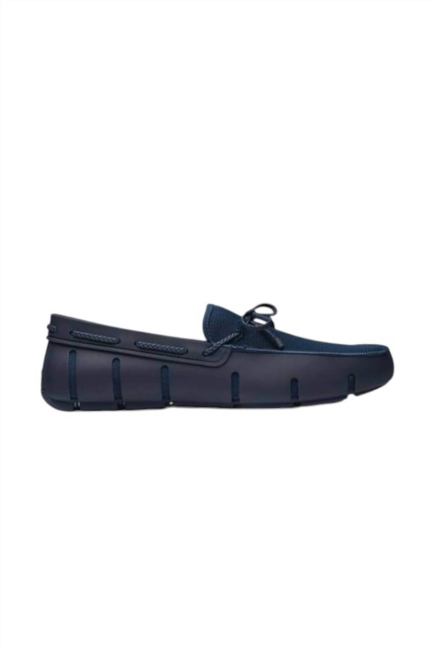 NEW SWIMS men's braided lace loafers in navy